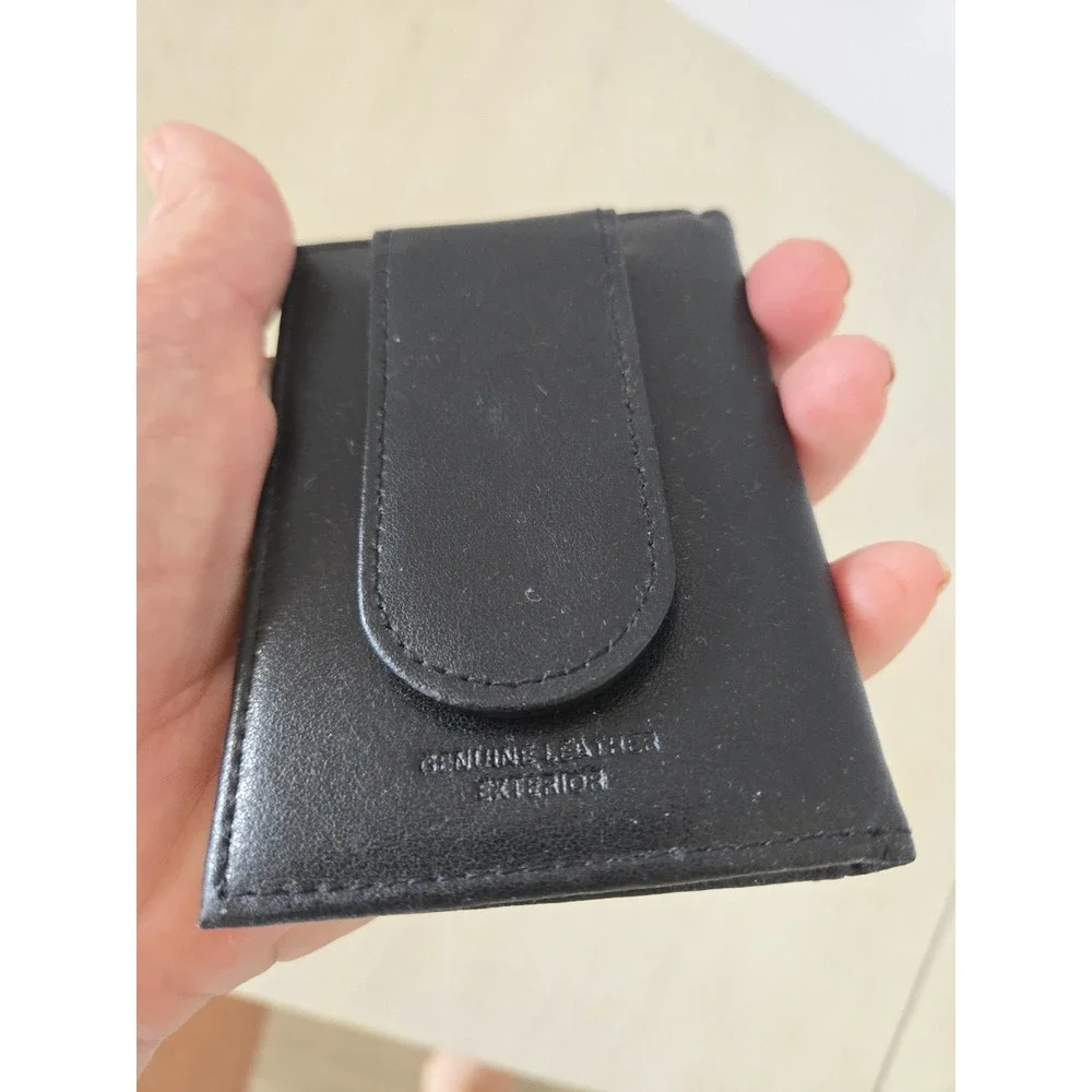 Buxton Leather Black Front Pocket Money Clip & Case Card Holder Gift VG Cond